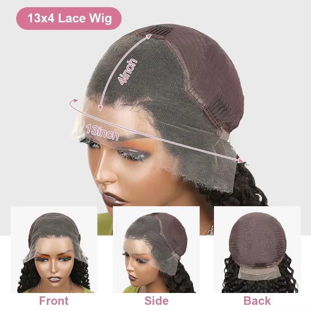 38 40 Inch HD Transparent Lace Frontal Wig Brazilian Remy Curly Loose Deep Wave Human Hair 13x4 Lace Front Wigs For Women