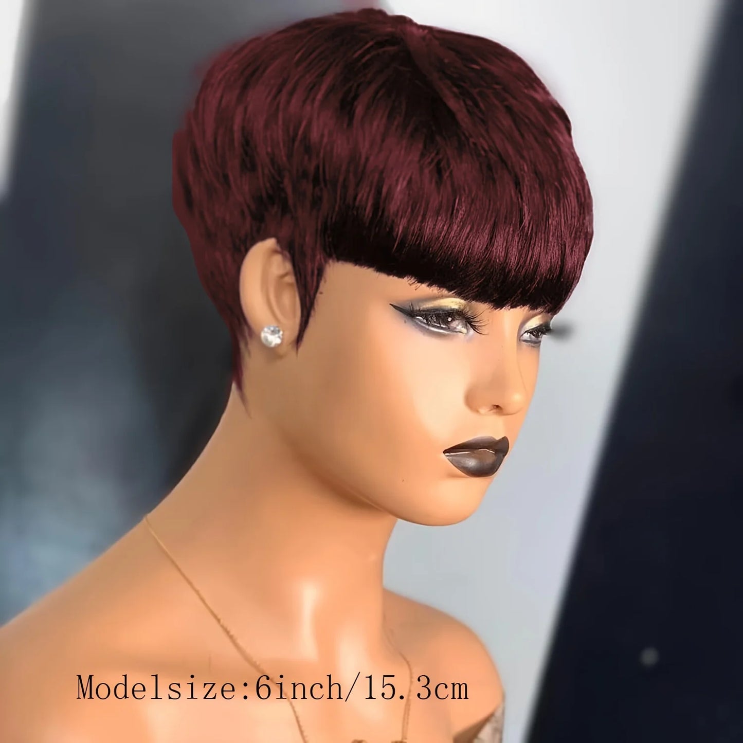 Short human Hair Wigs Pixie Cuts Straight Black Ladies full machine made human hair wigs for women