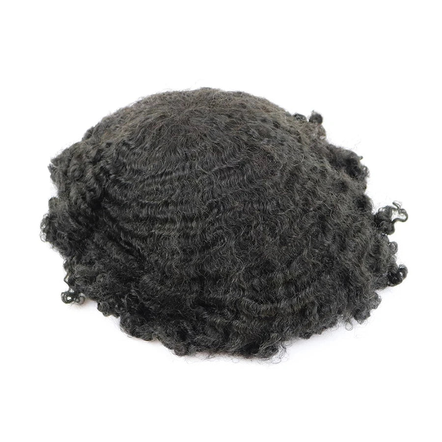 New Men Toupee Afro Toupee For Man Hair African American Human Hair Wig 10mm 8mm 360 Deep Wave Prosthesis Replacement System