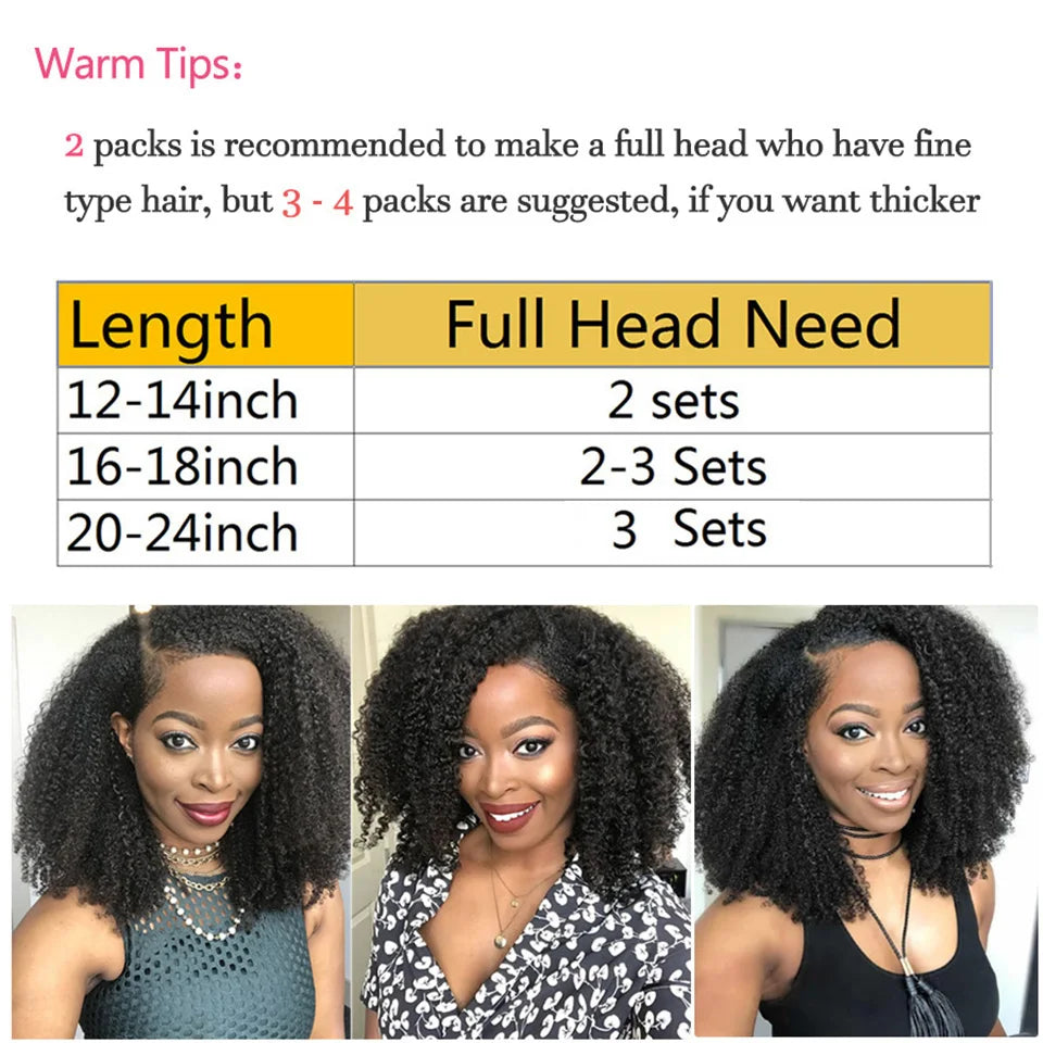 Maxine Clip Ins Hair Kinky Curly Clip In Hair Extensions Human Hair Full Head Afro Kinky Curly Clip Ins Bundles Natural Black