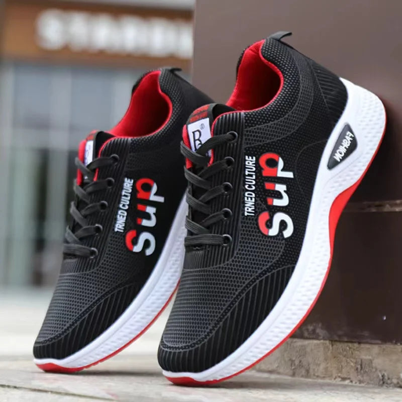 Male sneakers Men's breathable mesh lightweight casual sports shoes summer soft sole outdoor running shoes youth walking shoes