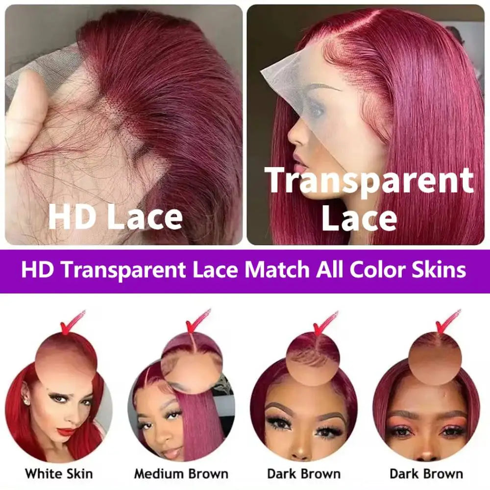Tahikie 99j Burgundy Lace Front Human Hair Wig 30 Inch Deep Wave Frontal Wig 13x6 Hd Pre Plucked Transparent Lace Wigs For Woman