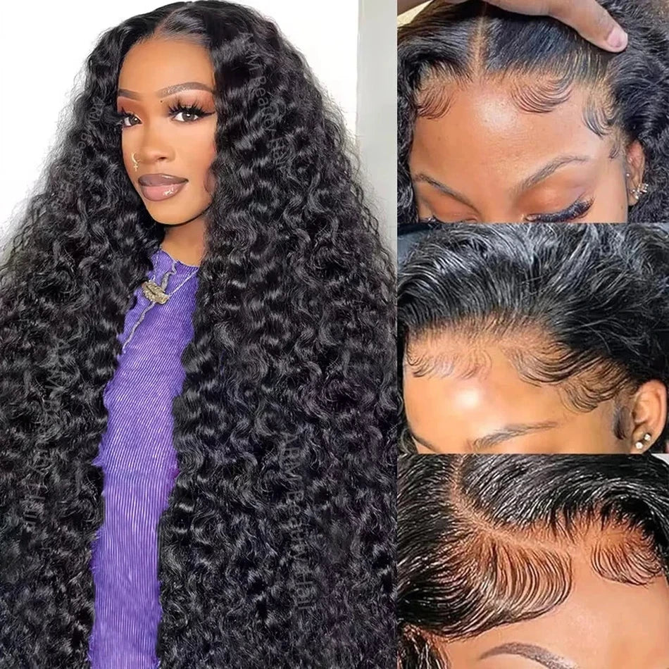 Human Hair 250 Density 13x6 Lace Front 30 40 Inch Deep Wave Wig Curly 13x4 Water Wave Glueless Pre Plucked HD Lace Frontal Wigs