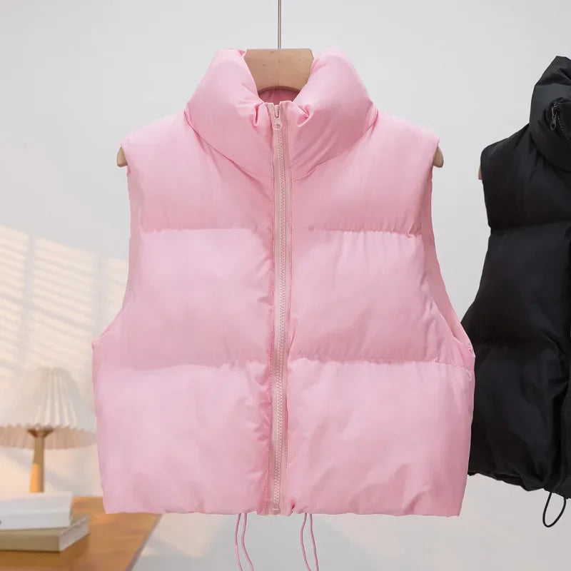 Warm Parkas Women Single Breasted Coats Autumn Winter Vest Coat Khaki High Waist Casual Vests Elegant Y2k Jackets Thick