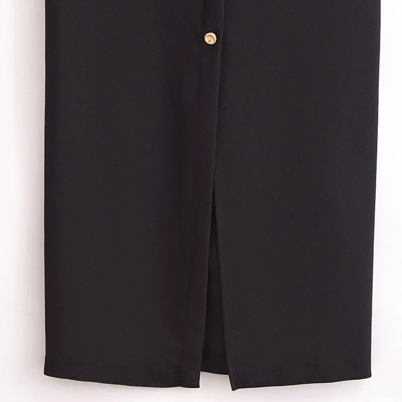 TRAF Black Elegant Party Midi Dresses 2025 Women's Spring Sleeveless Long Dresses Fashion Casual Vintage Evening Dress Vestidos