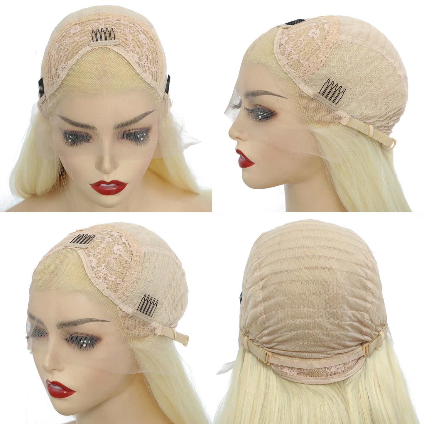 WIF 613 Blonde Short Bob Lace Front Wig Body Wave Bob Blond Hair Heat Fiber Synthetic Wigs Women Daily Use Fashion Golden Hair