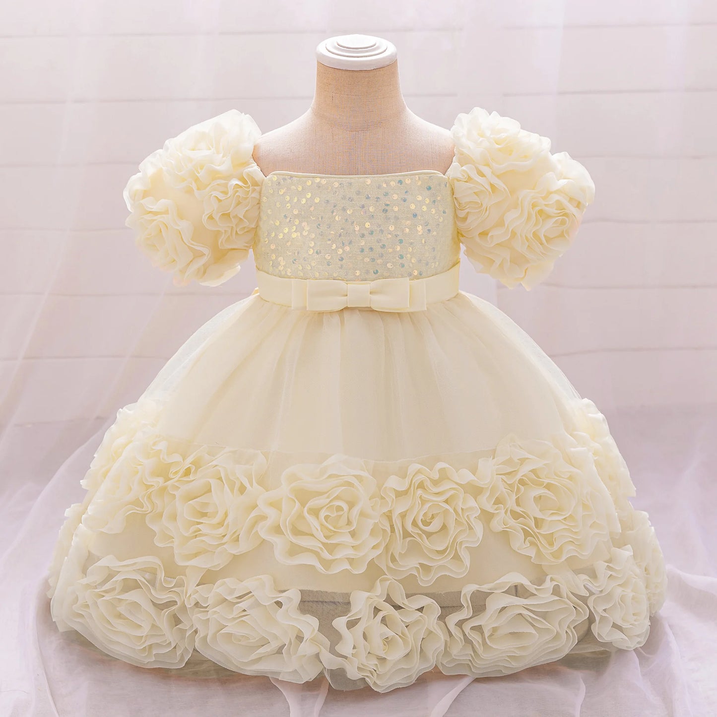 3D Flower Girls Party Princess Dress for Baby Christmas Gown 1-10 Yrs Birthday Bow Tulle Bridemaid Dresses Wedding Kids Clothing