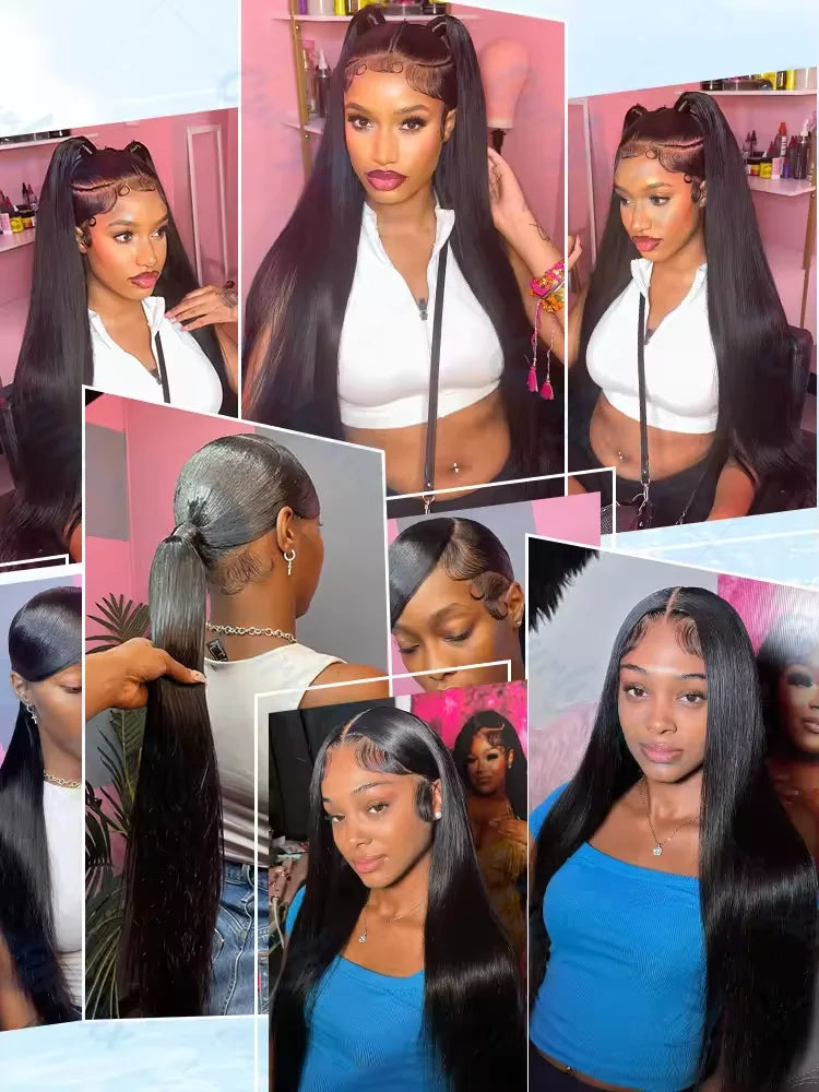 MELODIE 40 Inches 220 Density HD Lace Wig 13x6 Human Hair Wigs 13x4 Straight Closure Natural Baby Hair PrePlucked For Women