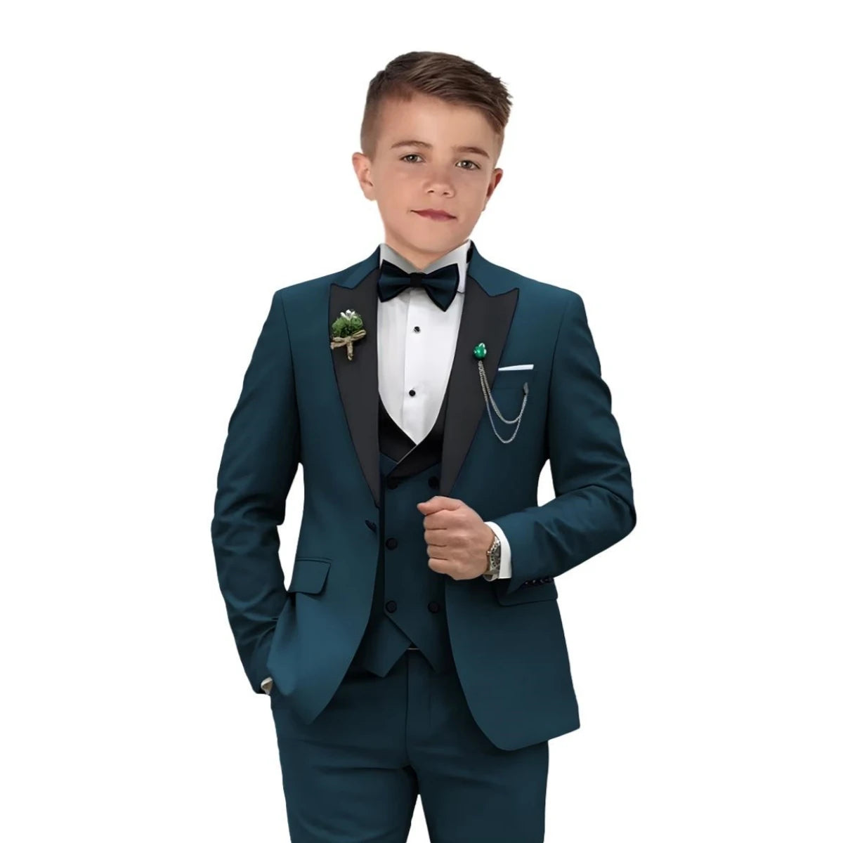 Elegant Burgundy Boy's Suit Set for Wedding, 3 Pieces Suit Set Elagent Tuxedo Sets Blazer Vest Pants Kids Photo Shot Oufit