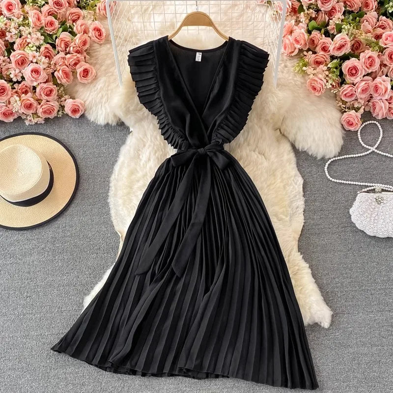YuooMuoo Women Dress 2024 New Summer Fashion Y2K Ruffles Sleeveless Party Long Dress Elegant Office Lady Outfits Vestidos