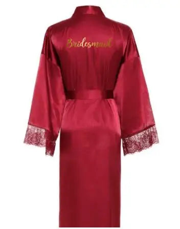 Women Long robe Satin Robe Bridal Robe Bridesmaid Robes Lace Robe Wedding Robe Sleepwear Bathrobe Dressing Long Gowns