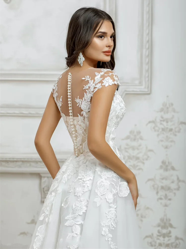 White Simple Short Wedding Dresses 2023 For Women Cap Sleeve Customized Appliques Boho Bridal Dress Princess Cute Robe De Mariée