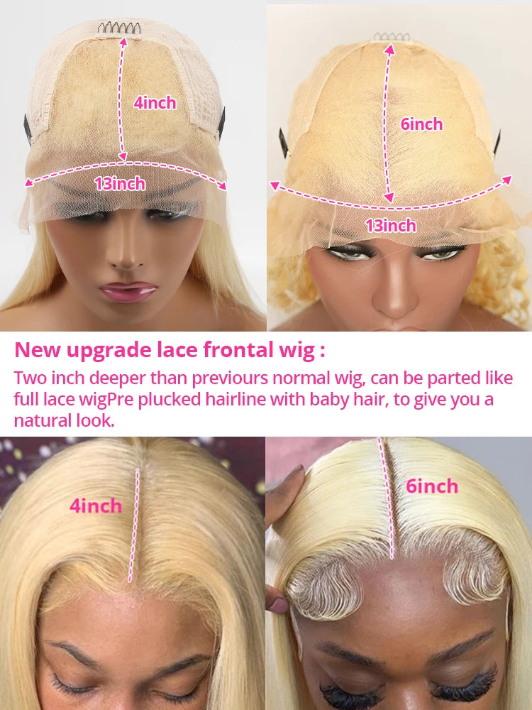 613 Deep Wave Frontal Wig 13x6 HD Water Wave Lace Frontal Wig 30 36Inch Honey Blond 13x4 Blonde Lace Front Curly Human Hair Wigs