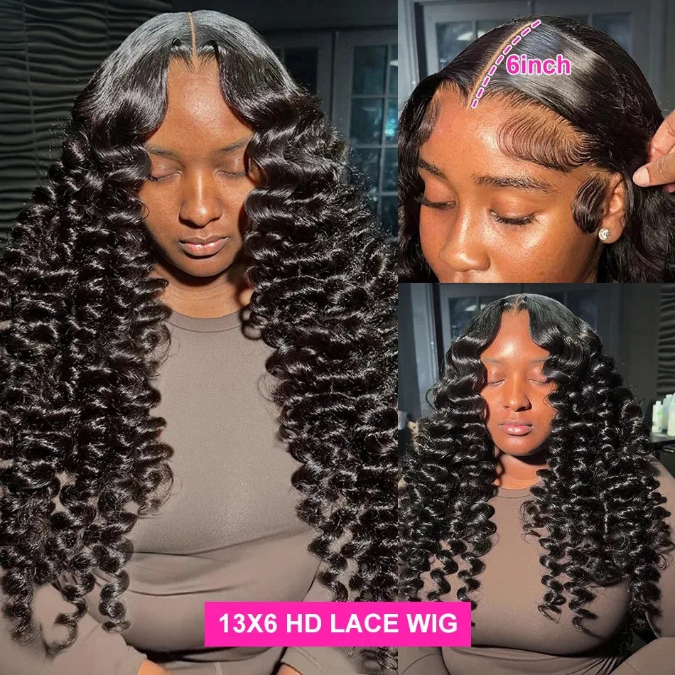 30 40 Inch Loose Wave Wigs Human Hair Black Deep Wave 13x6 HD Lace Frontal Curly Lace Front Human Hair Wig Brazilian For Women