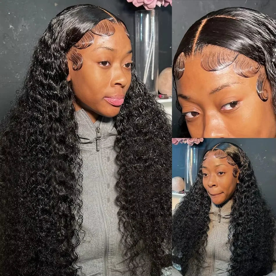 38 40 Inch HD Transparent Lace Frontal Wig Brazilian Remy Curly Loose Deep Wave Human Hair 13x4 Lace Front Wigs For Women