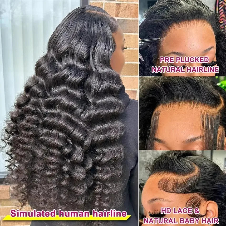 30 40 Inch Loose Wave Wigs Human Hair Black Deep Wave 13x6 HD Lace Frontal Curly Lace Front Human Hair Wig Brazilian For Women