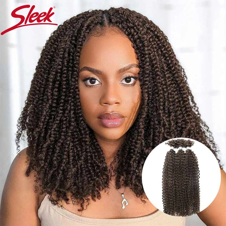 Sleek Kinky Twist Crochet Braiding Hair 100% Human hair Bundles Curly Human Hair Bulks QVR 3 PCS Afro Kinky V Bulk Hair for
