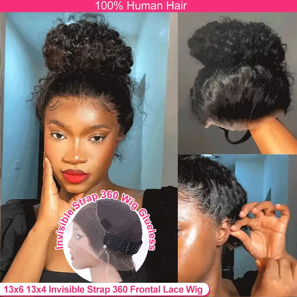 Deep Wave 13X6 13X4 Hd Lace Frontal Wig 30 Inch Curly Lace Front Wig Invisible Strap 360 Full Lace Wig Glueless Wig Human Hair