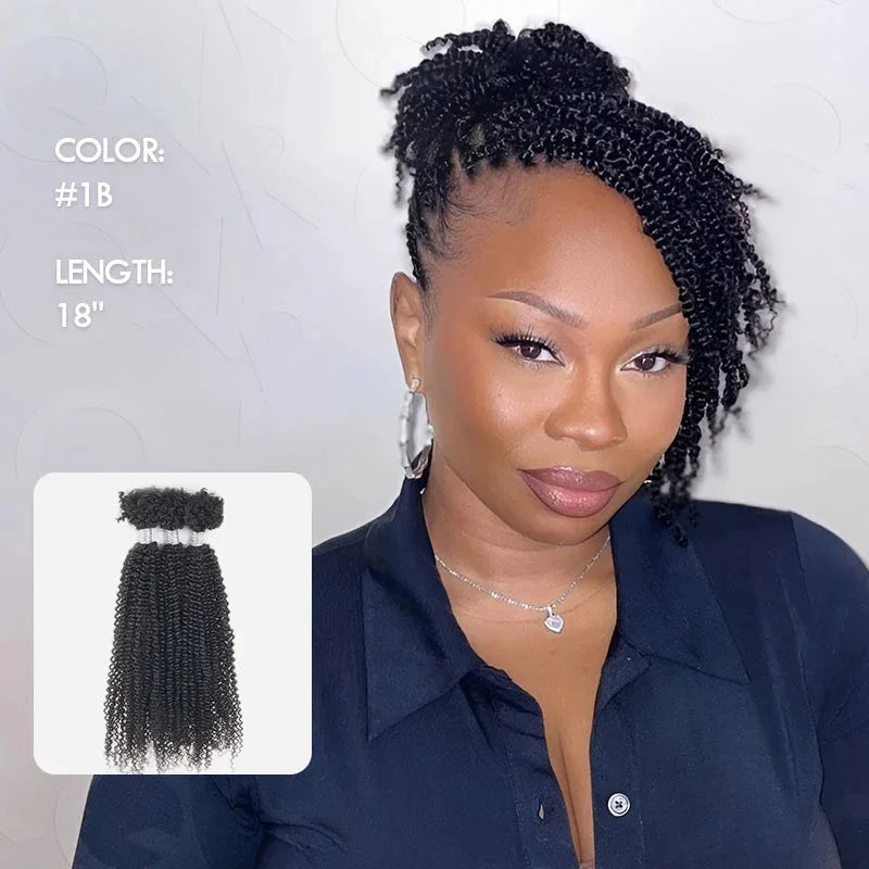Sleek Kinky Twist Crochet Braiding Hair 100% Human hair Bundles Curly Human Hair Bulks QVR 3 PCS Afro Kinky V Bulk Hair for