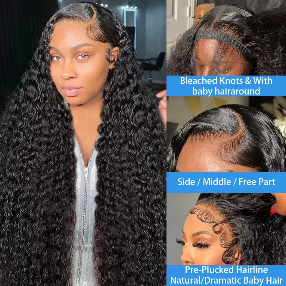 38 40 Inch HD Transparent Lace Frontal Wig Brazilian Remy Curly Loose Deep Wave Human Hair 13x4 Lace Front Wigs For Women