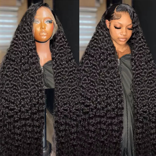 38 40 Inch HD Transparent Lace Frontal Wig Brazilian Remy Curly Loose Deep Wave Human Hair 13x4 Lace Front Wigs For Women