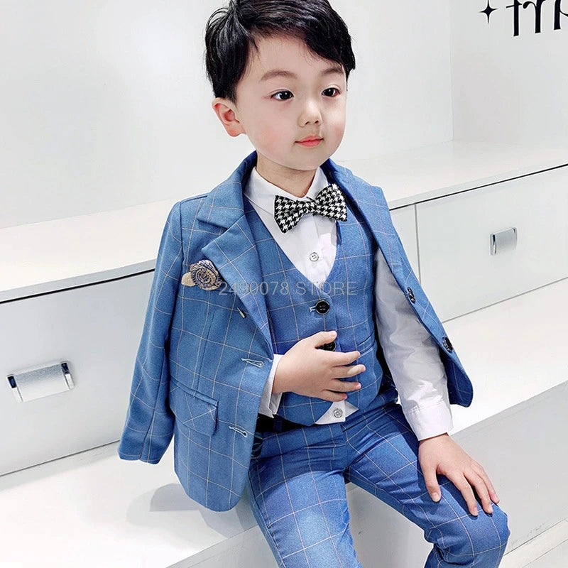 Top Quality Flower Boys Wedding Suit Gentleman Kids Formal Tuxedo Dress Children Party Performance Dress Costume