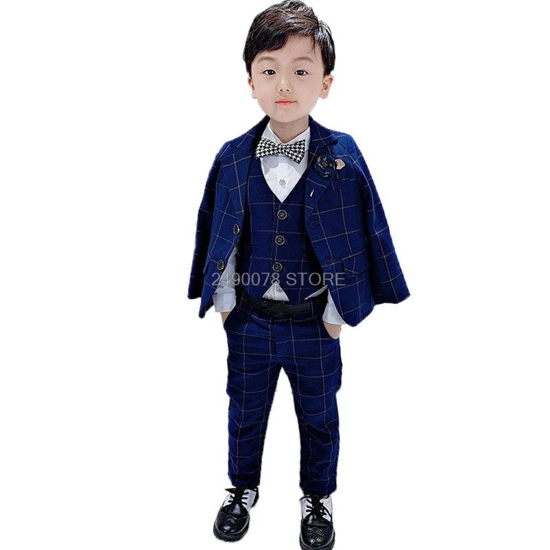 Top Quality Flower Boys Wedding Suit Gentleman Kids Formal Tuxedo Dress Children Party Performance Dress Costume