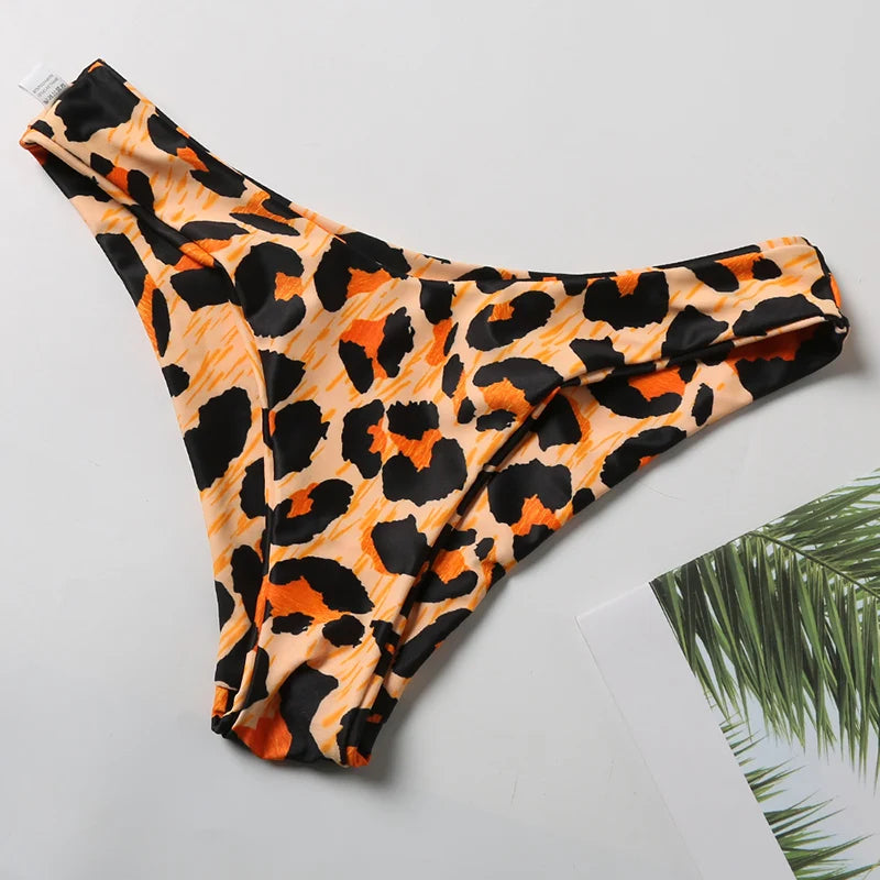 5 Colors New Sexy Strapless Swimsuit Women Push-up Padded Bathing Suit Fashion Leopard Print Bikini Set Beach Two Piece Swimwear