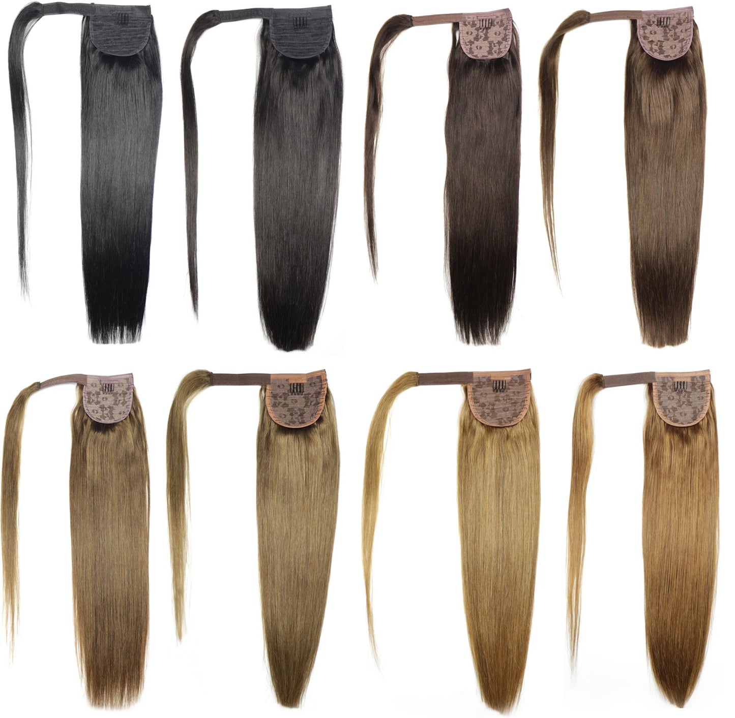 ZZHAIR 100% Human Hair Extensions 16"-26" Magic Wrap Around Ponytail 100g Clip In  Machine Made Remy Horsetail Stragiht