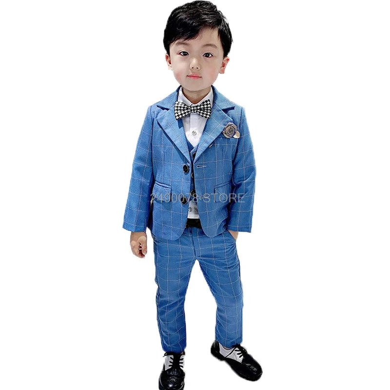 Top Quality Flower Boys Wedding Suit Gentleman Kids Formal Tuxedo Dress Children Party Performance Dress Costume