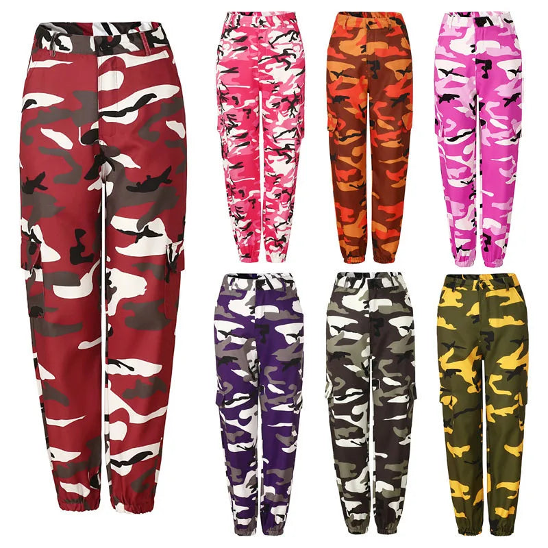 Womens Camo Cargo Trousers Casual Pants Ladies Military Army Combat Camouflage Pant