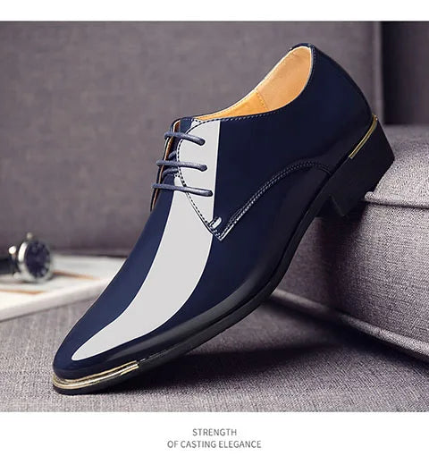 2025 Newly Men's Quality Patent Leather Shoes White Wedding Shoes Size 38-48 Black Leather Soft Man Dress Shoes