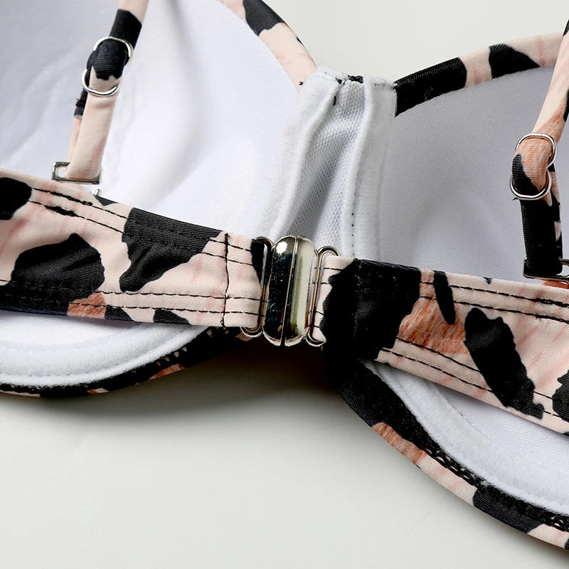 5 Colors New Sexy Strapless Swimsuit Women Push-up Padded Bathing Suit Fashion Leopard Print Bikini Set Beach Two Piece Swimwear