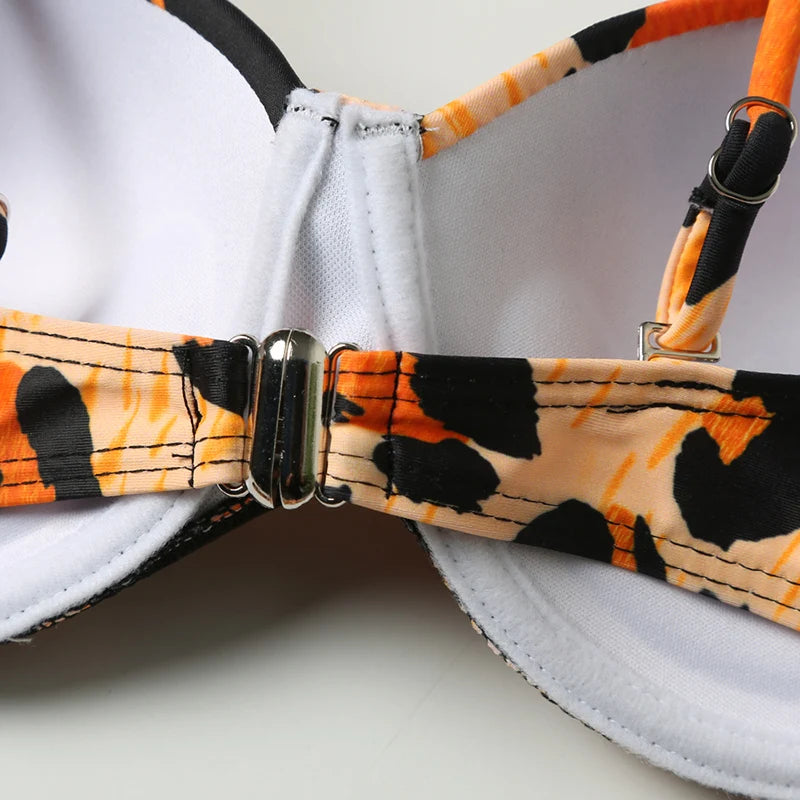 5 Colors New Sexy Strapless Swimsuit Women Push-up Padded Bathing Suit Fashion Leopard Print Bikini Set Beach Two Piece Swimwear