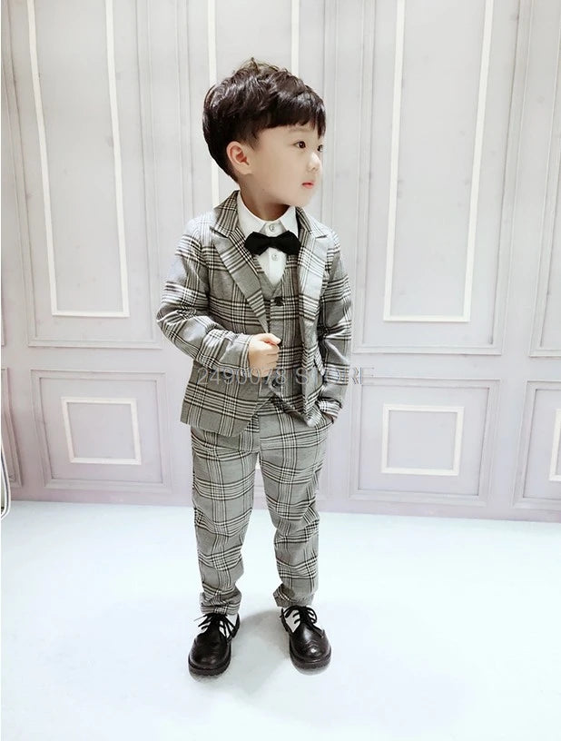 Top Quality Flower Boys Wedding Suit Gentleman Kids Formal Tuxedo Dress Children Party Performance Dress Costume