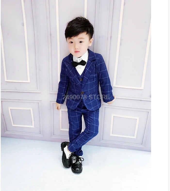 Top Quality Flower Boys Wedding Suit Gentleman Kids Formal Tuxedo Dress Children Party Performance Dress Costume