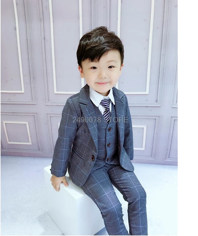 Top Quality Flower Boys Wedding Suit Gentleman Kids Formal Tuxedo Dress Children Party Performance Dress Costume
