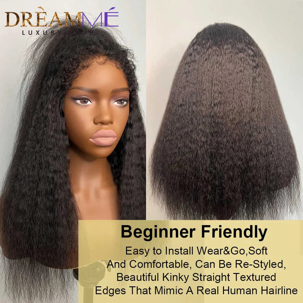 Full Lace Wig Human Hair With Kinky Edges Hairline Brazilian Kinky Straight 360 Lace Frontal Wig 13x4 Lace Front Human Hair Wigs