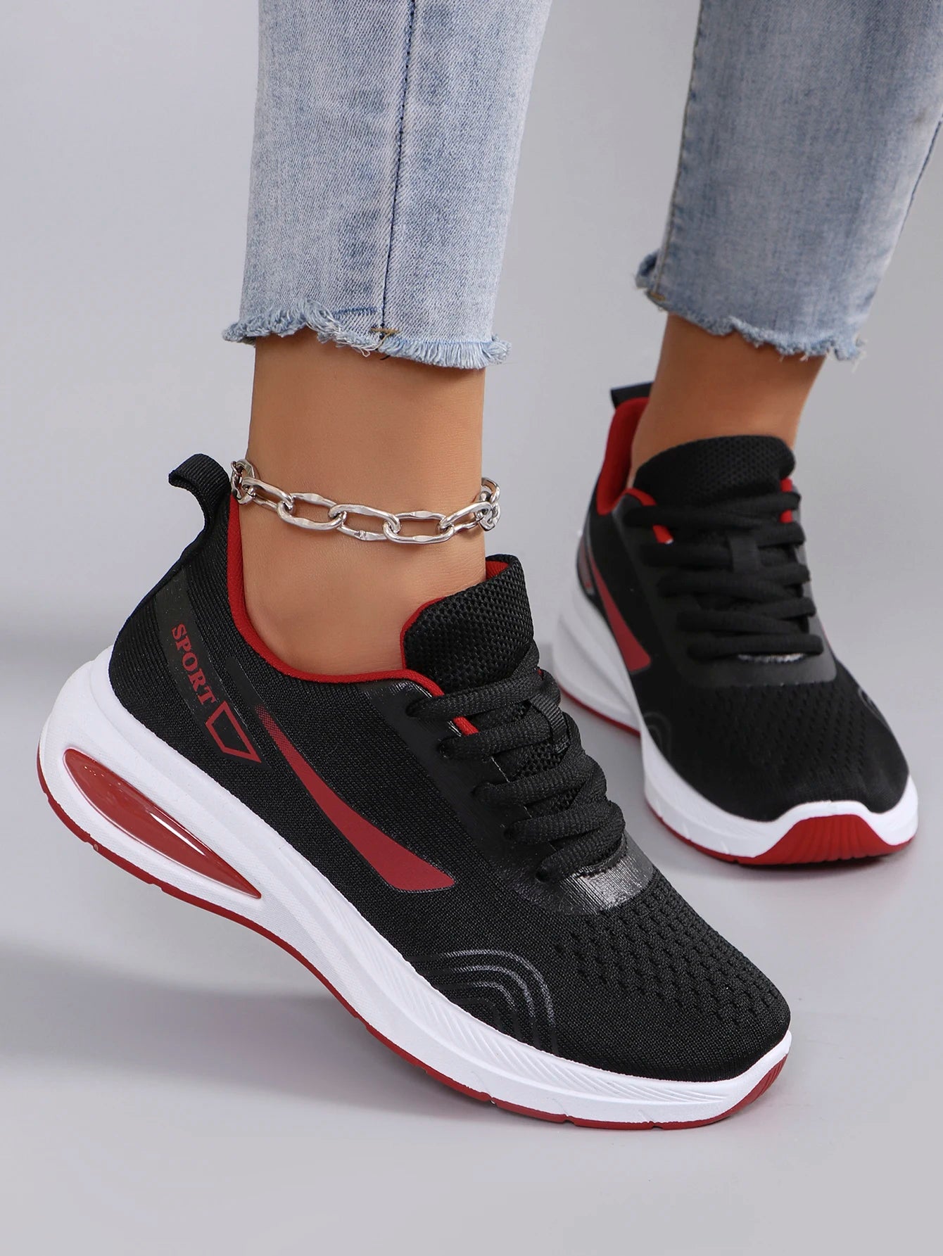 Spring new women's sports shoes, fashionable, breathable, lightweight, non-slip, wear-resistant, casual sports shoes, flat shoes