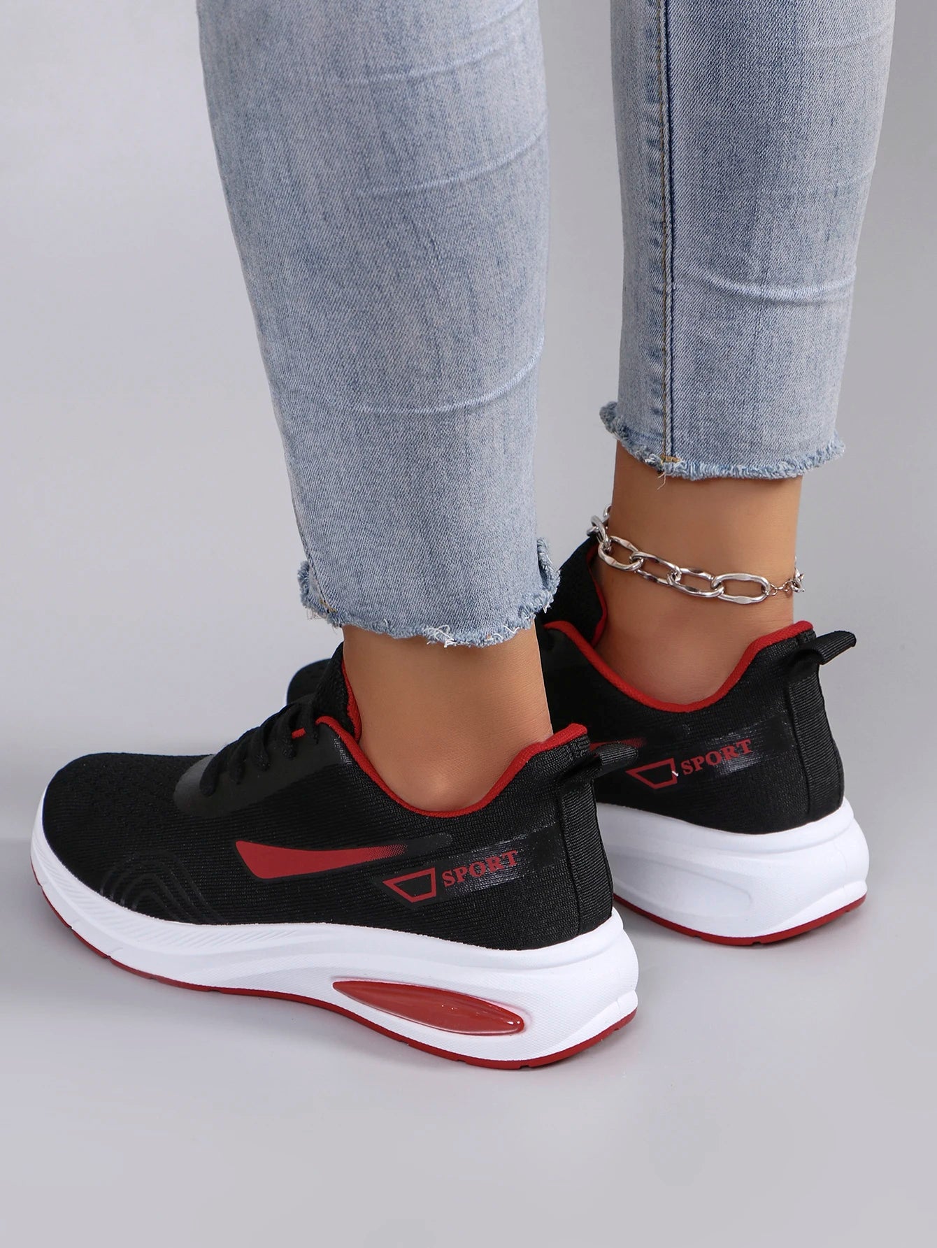 Spring new women's sports shoes, fashionable, breathable, lightweight, non-slip, wear-resistant, casual sports shoes, flat shoes