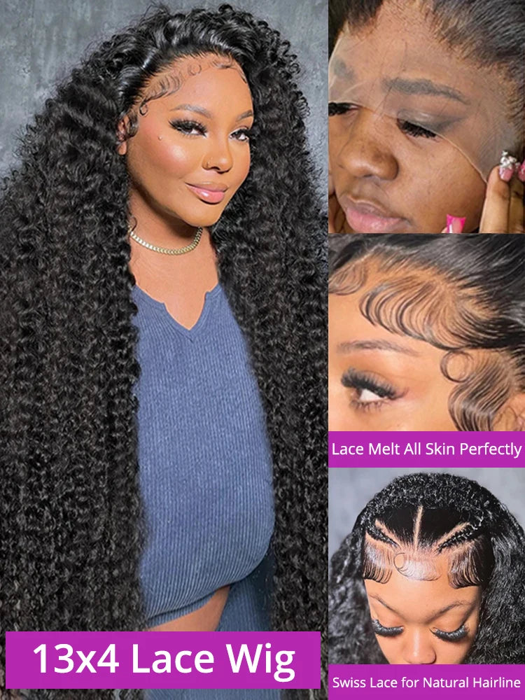High Density 250% 40 50 Inch Deep Wave 13x6 HD Lace Front Human Hair Wig Loose Water Wave Curly 13x4 Lace Frontal Wig Human Hair