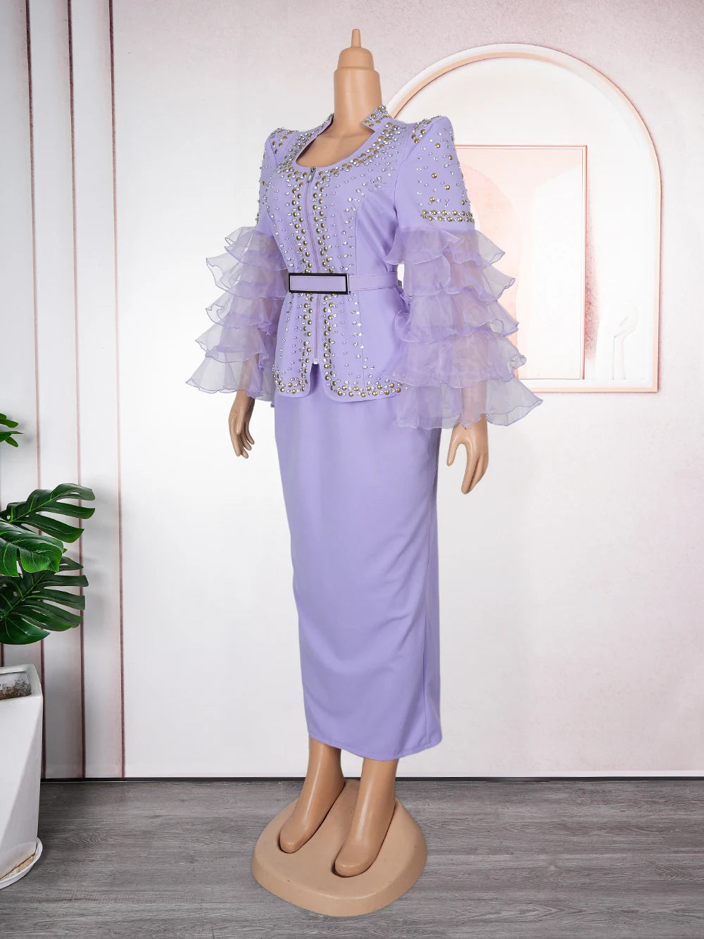 Elegant African Dresses For Women 2025 New Fashion Ruffle Sleeve Wedding Party Long Dress Plus Size Evening Gown Ladies Clothing