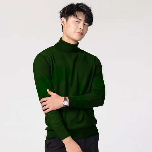Cashmere Cotton Blend Turtleneck Men Sweater 2024 Autumn Winter Clothes Rolled Neck Jumper Jersey Pull Homme Knitted Pullovers