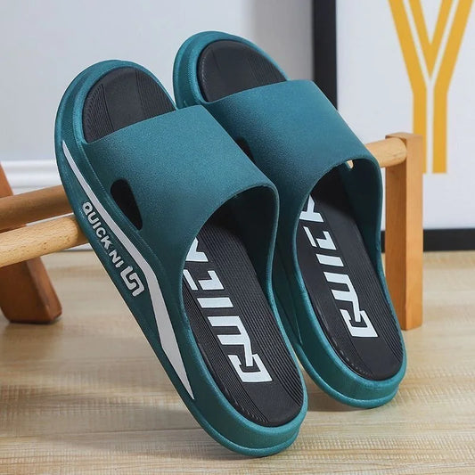 Fashion Men Slippers PVC Soft Sole Non-slip Men Flip Flops Outdoor Thick Bottom Beach Sandals Home Bathroom Couples Slippers New