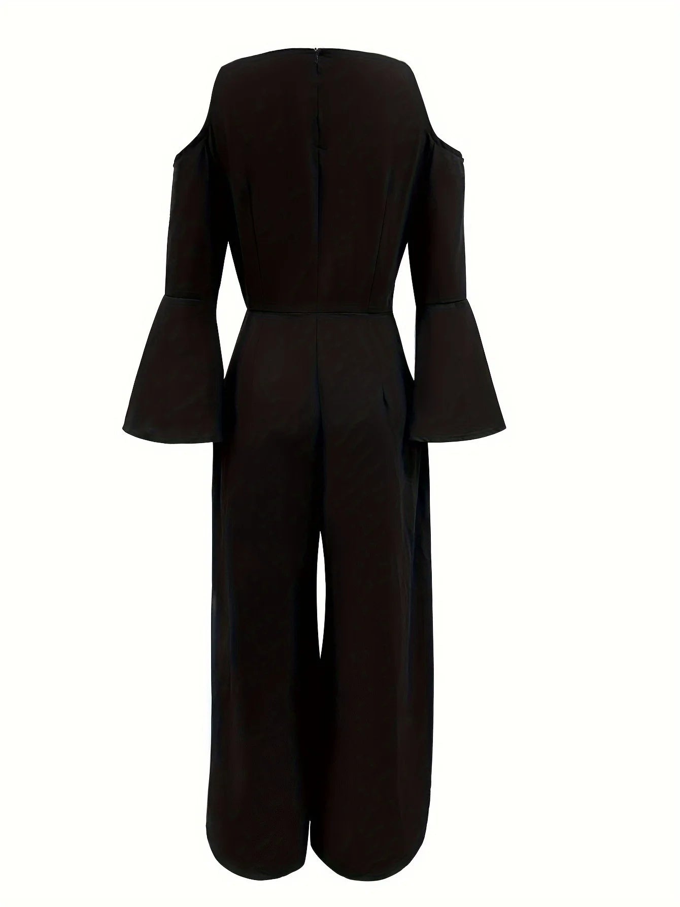 Women's Sequin Solid V Neck Business Elegant Wide Leg Loose Sleeve Bell Sleeve Jumpsuit