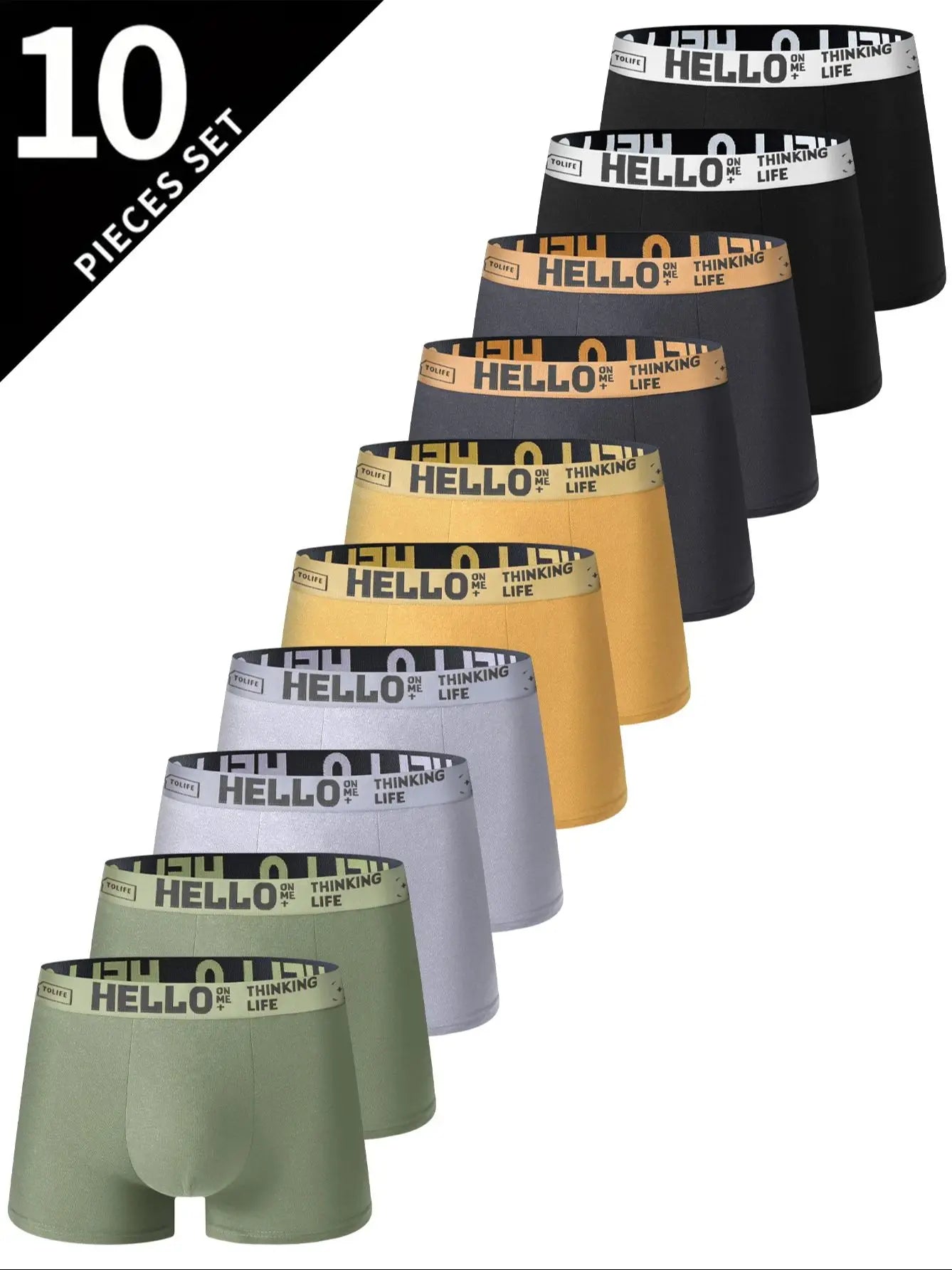 10 Piece Set of Men's Underwear Briefs Trendy Comfortable Personality Men's Boxers Fashion Sports, Fitness Casual Men's Pants