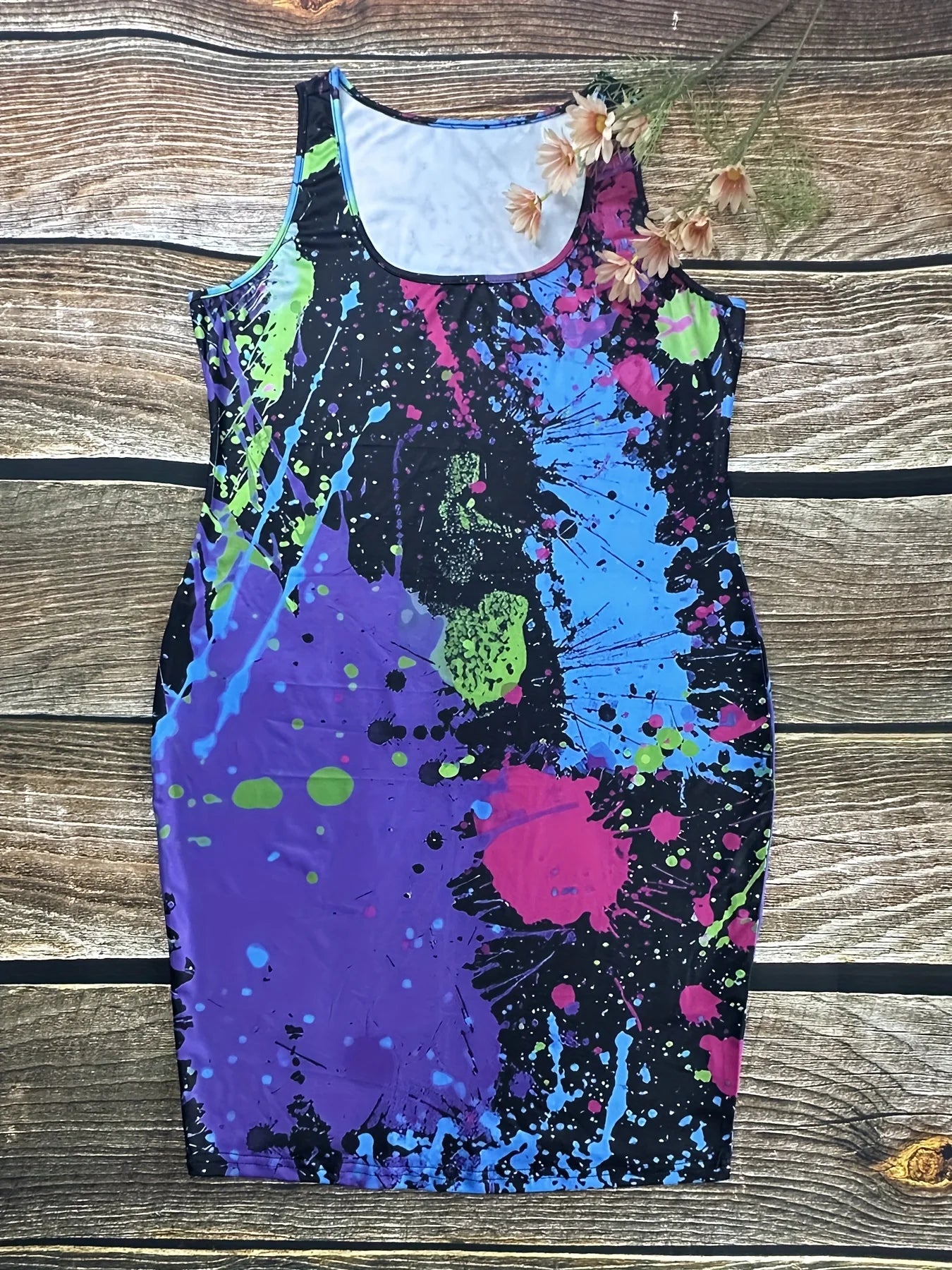 Plus Size Elegant Bodycon Dress with Slight Stretch - Vibrant Tie Dye Print-Perfect for Spring and Summer