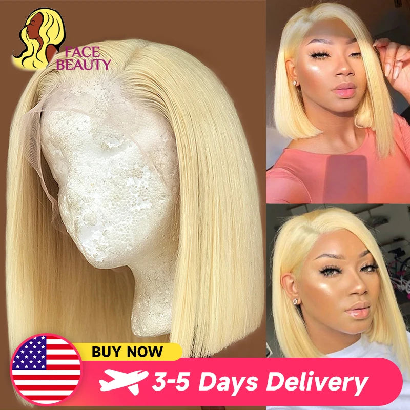 613 Blonde Bob Wig 13x6 13x4 Lace Frontal 5x5 Closure Wig Straight Brazilian Human Hair Lace Front Wigs For Women Pre Plucked