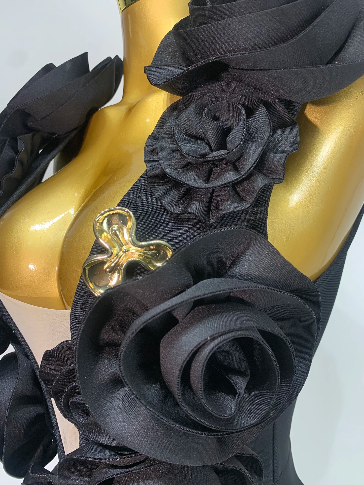 Fashion Black 3D Flower Bodycon Long Bandage Dress Celebrity Elegant Party Birthday Dress Women's Sleeveless Sexy Vestidos