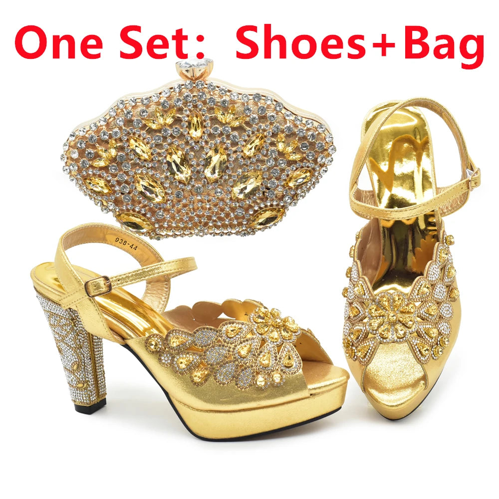 New Pumps for Women Designer Peep-Toe Luxury Wedding Hollowed Out Design Bag and Shoes Matching Set Shoes for Bride Wedding